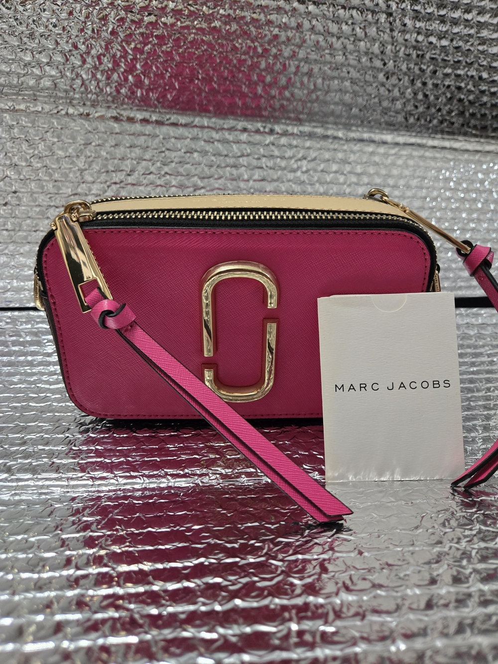 Marc Jacobs Fuchsia Snapshot Double J Crossbody with Gold Hardware
